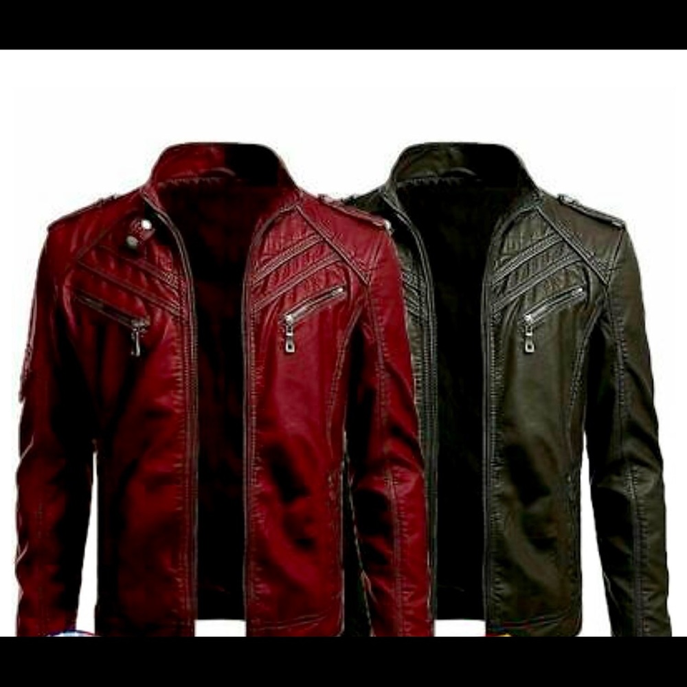 Men street leather jacket